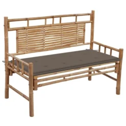 Banc De Jardin Avec Coussin 120 Cm Bambou 16