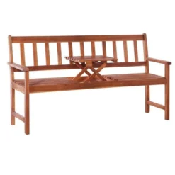 Banc De Jardin Avec Table Escamotable Acacia Massif Foncé Tisva