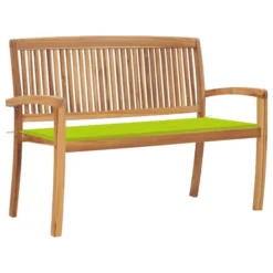 Banc De Jardin Empilable Et Coussin 128,5cm Bois De Teck Massif 6