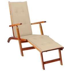 Chaise De Terrasse Avec Repose-pied Et Coussin Acacia Solide 2
