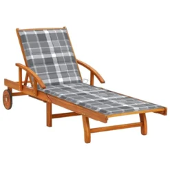 Chaise Longue De Jardin Avec Coussin Bois D'acacia Solide 56
