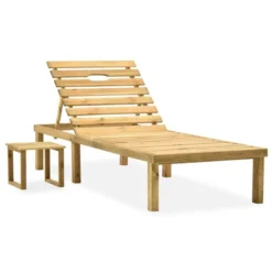 Chaise Longue De Jardin Avec Table Bois De Pin Imprégné