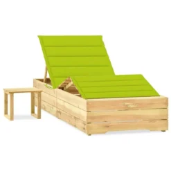 Chaise Longue De Jardin Avec Table Et Coussin Pin Imprégné 47