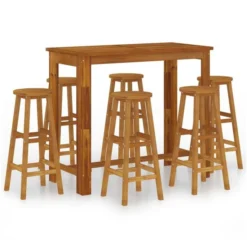 Ensemble De Bar De Jardin 7 Pcs Bois D'acacia Solide