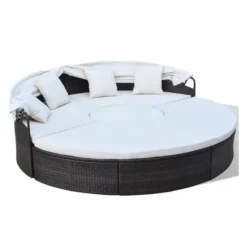 Produits populaires -Jardin Essence Promos Magasin lit de jardin rond avec toit resine tressee marron velass 8718475502500 384410