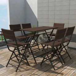 Jardin Essence Promos Magasin -Jardin Essence Promos Magasin table bar rectangulaire et 6 chaises de jardin resine tressee marron klark 3666722579063 259445
