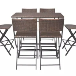 Table Bar Rectangulaire Et 6 Chaises De Jardin Résine Tressée Marron Klark -Jardin Essence Promos Magasin table bar rectangulaire et 6 chaises de jardin resine tressee marron klark 3666722579063 259446