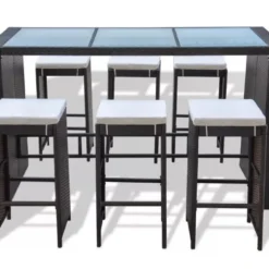 Table De Bar Rectangulaire Et 6 Tabourets De Jardin Résine Tressée Marron Boo -Jardin Essence Promos Magasin table de bar rectangulaire et 6 tabourets de jardin resine tressee marron boo 3666722577465 262888