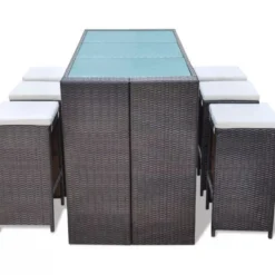 Table De Bar Rectangulaire Et 6 Tabourets De Jardin Résine Tressée Marron Boo -Jardin Essence Promos Magasin table de bar rectangulaire et 6 tabourets de jardin resine tressee marron boo 3666722577465 262889